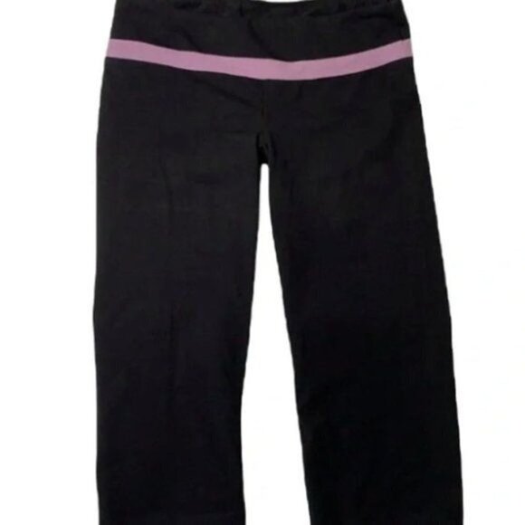 Marika Tek Cropped Workout Yoga Legging Pants - Black/Lilac, Sz Med Poly/Spandex - Picture 1 of 6